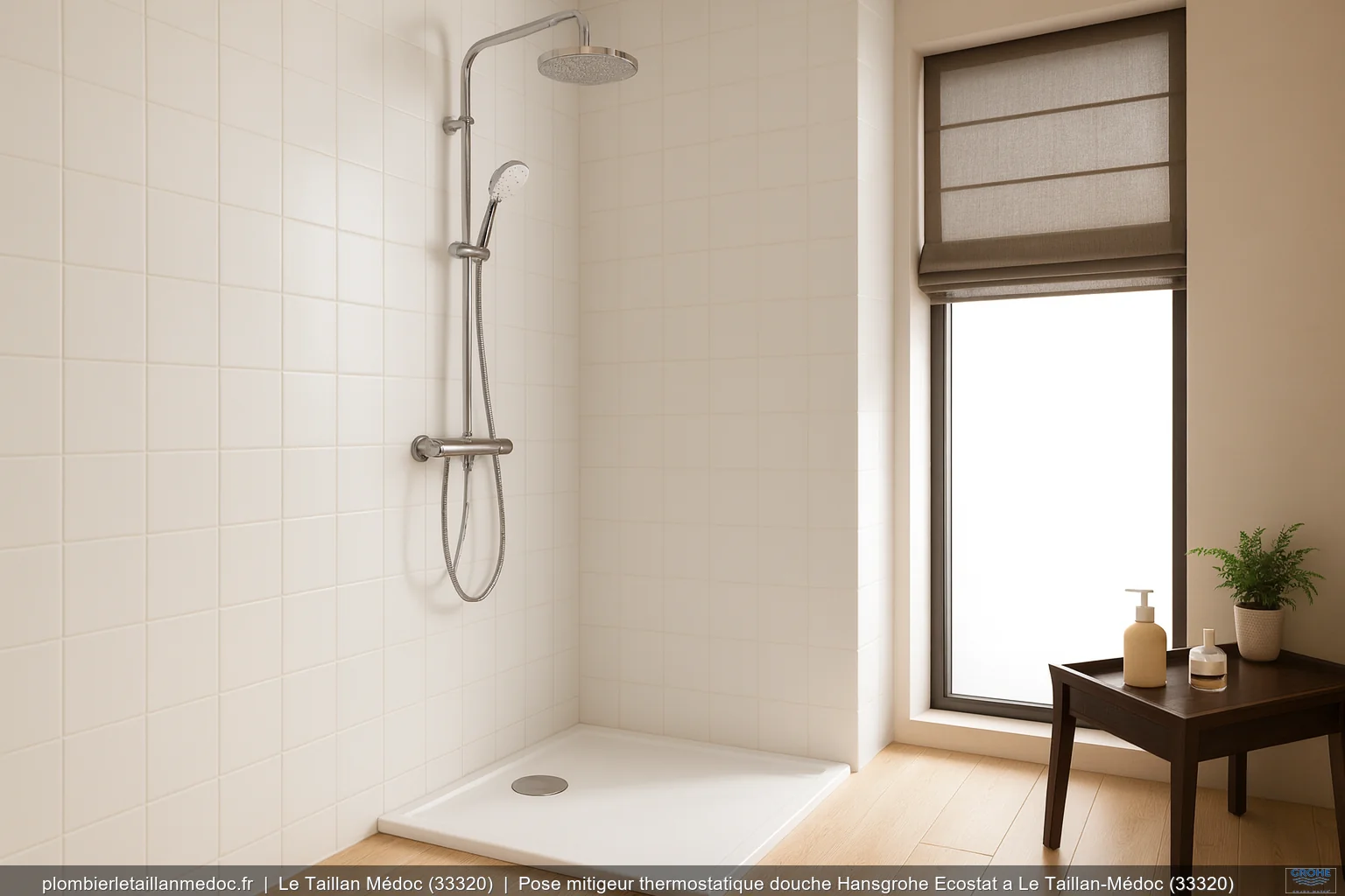 Pose mitigeur thermostatique douche Hansgrohe Ecostat a Le Taillan-Médoc (33320)