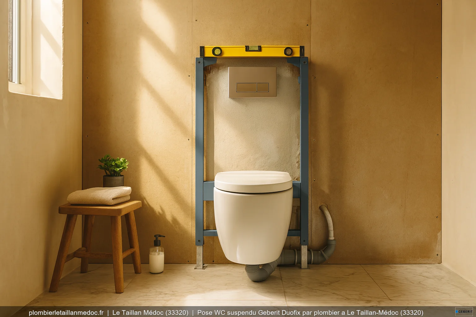 Pose WC suspendu Geberit Duofix par plombier a Le Taillan-Médoc (33320)
